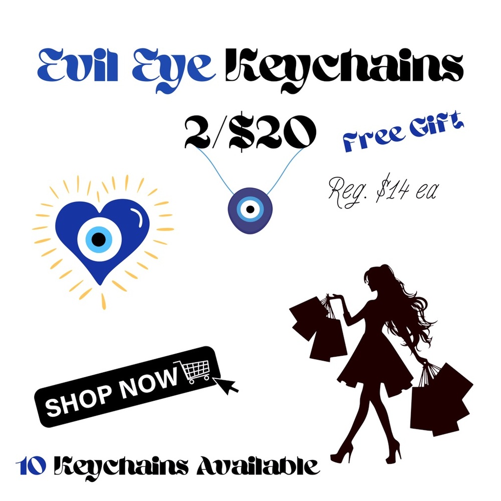 ✨2/$20✨ 🧿 EVIL EYE 🧿 KEYCHAINS W/FREE GIFT 💝